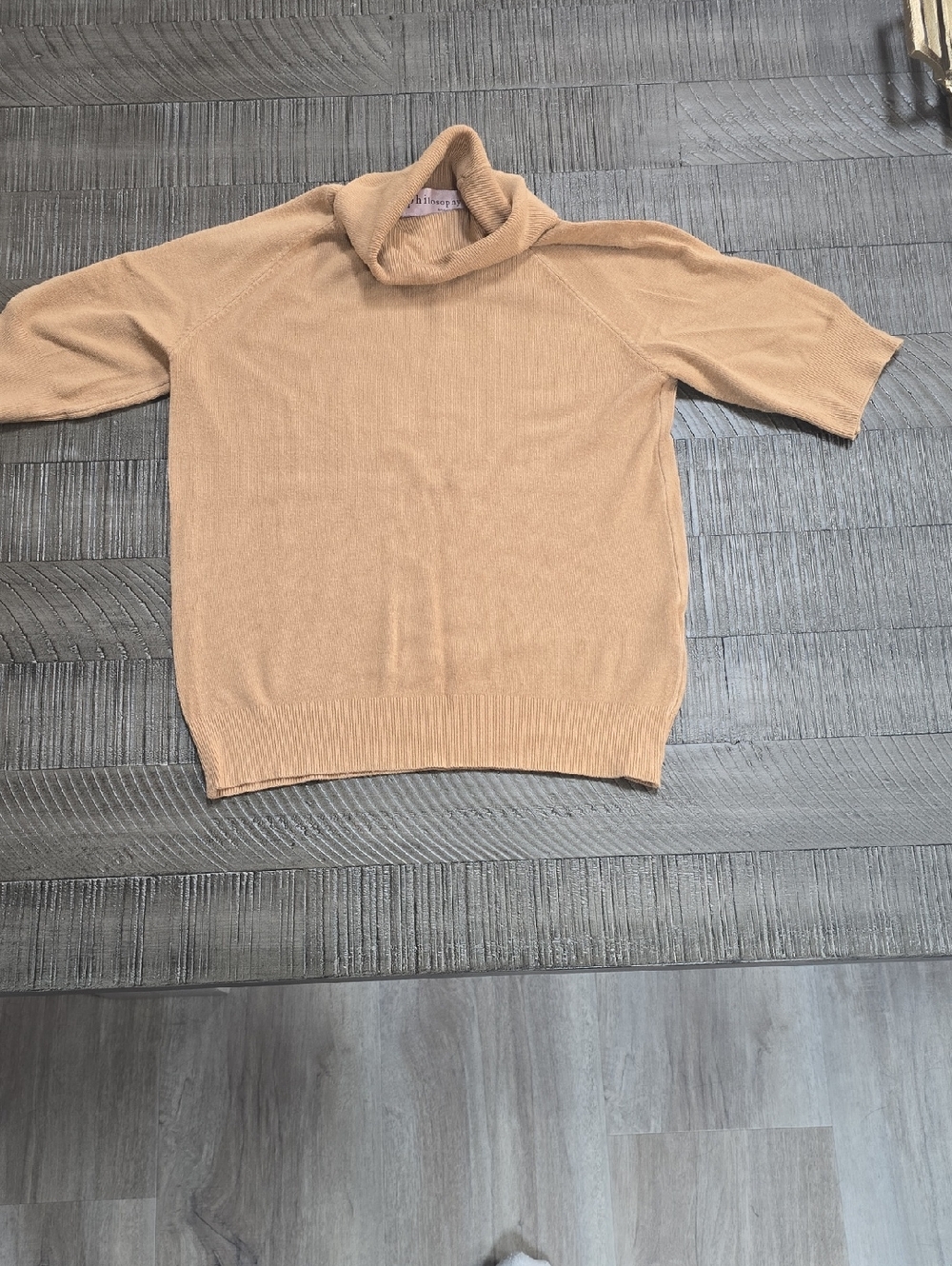 Philosophy Camel Short-Sleeve Turtleneck Sweater